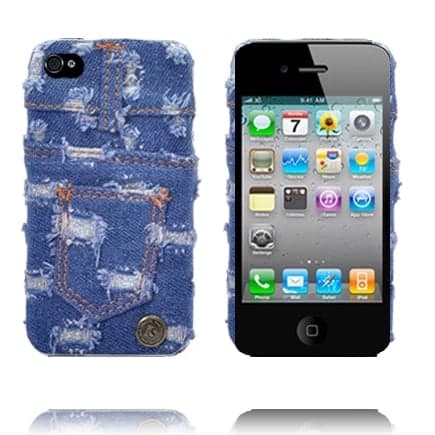 Jeans iPhone 4 flip etui - Blå Blue