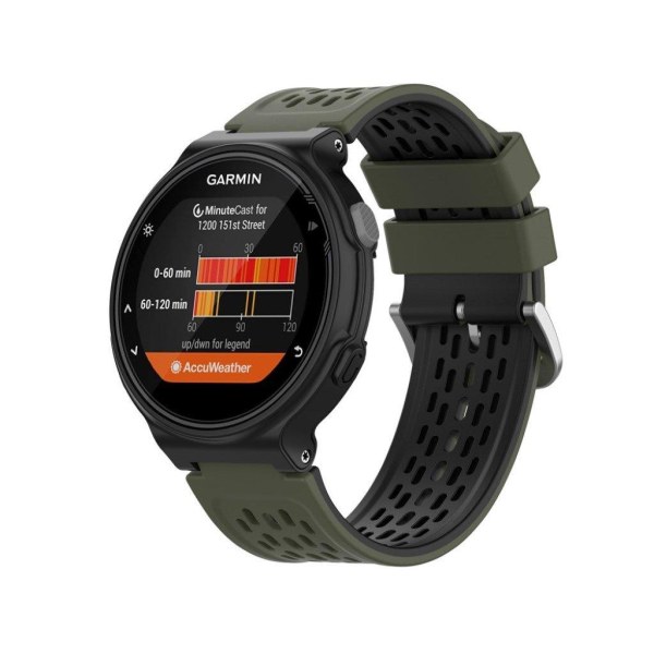 24mm dual-layer silicone watch band for Garmin Forerunner device - Army Green / Black Grön