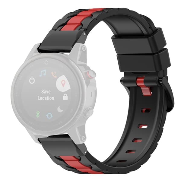 26mm silikoninen kellohihna Garmin-kelloon - Musta / Punainen Black