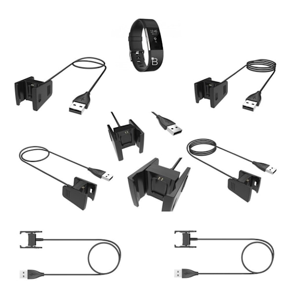 Fitbit Charge 2 USB laddar kabel som är färgad - Svart Svart
