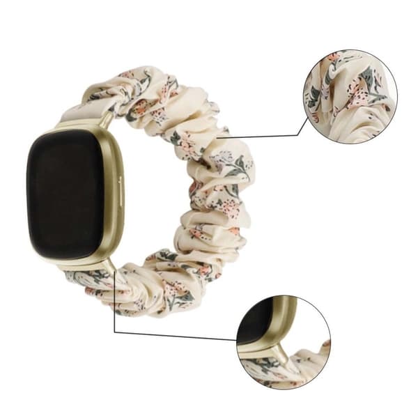 Fitbit Versa / Versa Lite elastiskt klockarmband i snyggt tyg - Honeysuckle Beige