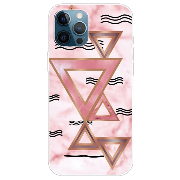 Marmordesign iPhone 14 Pro deksel - Rosa Trekanter Multicolor