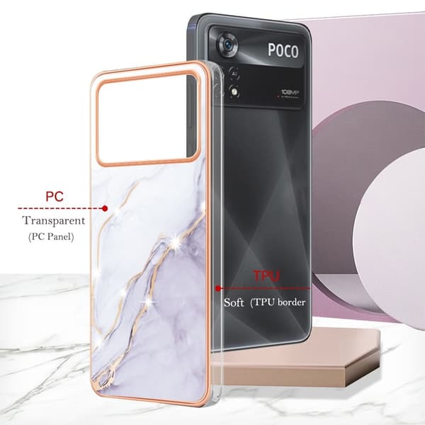 Marble Xiaomi Poco X4 Pro 5G Etui - Hvit Klinkekule White