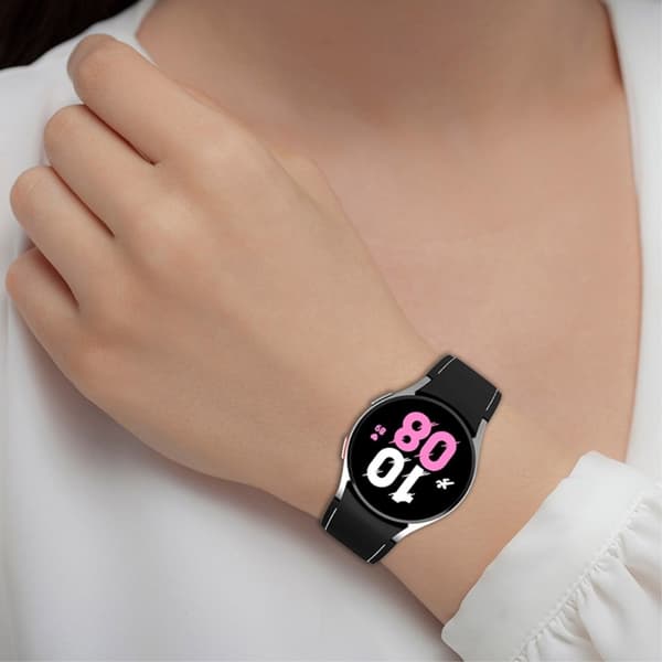 Samsung Galaxy Watch 5 / 4 silikoneurrem med sølvspænde - Grå / Hvid Størrelse: L Silver grey