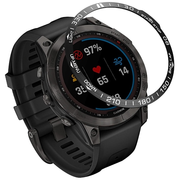 Garmin Fenix 7 metalring - Sort Black