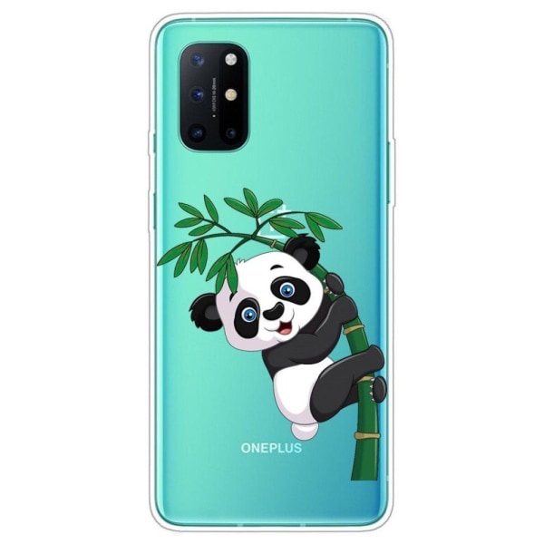 Deco OnePlus 8T case - Panda Climbing on Bamboo Transparent