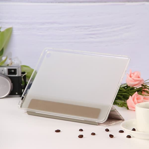 Huawei MediaPad M5 Lite 10 tri-fold mønster læder flip etui - lyserød blomst Pink