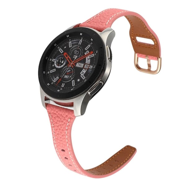 20 mm Universal klockarmband i äkta läder med litchitextur - Mörkrosa Rosa