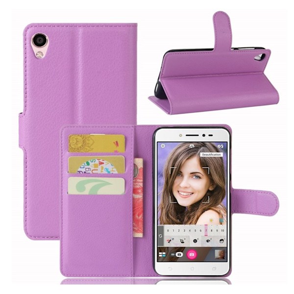 Asus ZenFone Live (ZB501KL) Læder etui i smart Litchi skind - Lilla Purple
