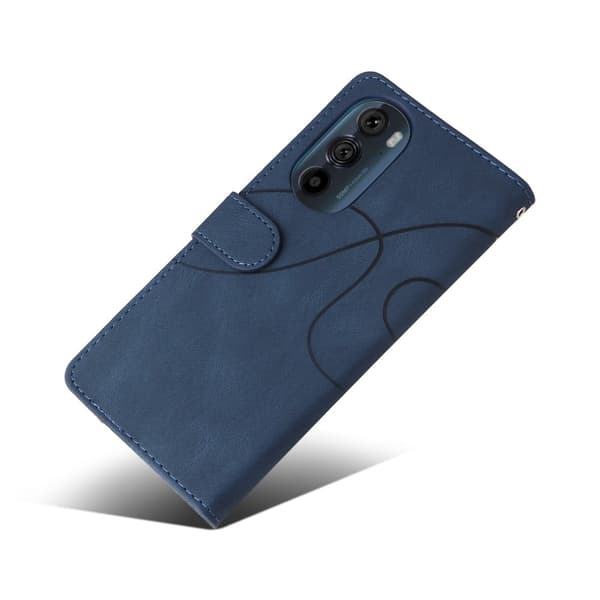 Tekstureret Læder Etui med Strop TilMotorola Edge X30 - Blå Blue