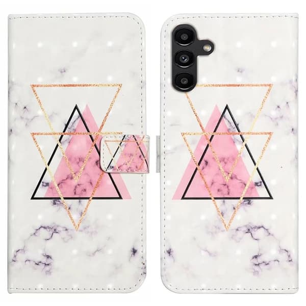Samsung Galaxy S24 FE Case 3D Pattern Printed Leather Phone Cover Kortholder - Trekantet Kugle Pink