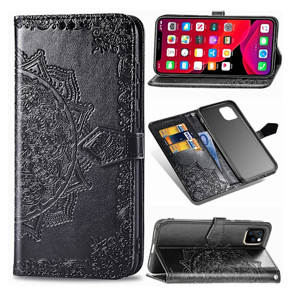 Mandala iPhone 11 Pro læderetui - Sort Black