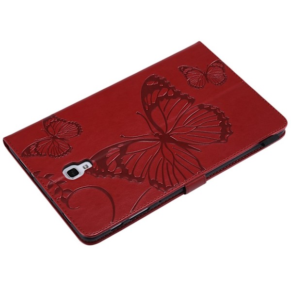 Samsung Galaxy Tab A 10.5 trykt sommerfugl læder flip etui - Rød Red