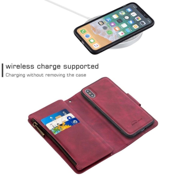 Premium Wallet iPhone Xs etui - Rød Red