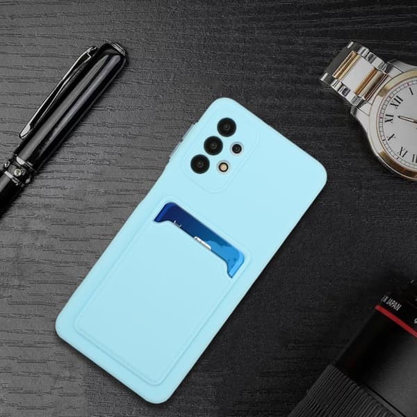 Card Holder Deksel til Samsung Galaxy A72 5G - Babyblå Blue