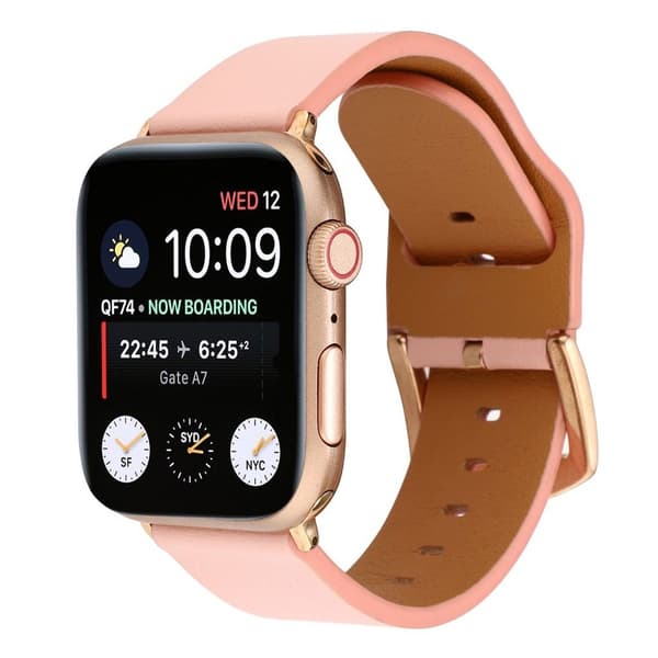 Apple Watch Series 4 44mm ægte læder Urrem - Lyserød Pink