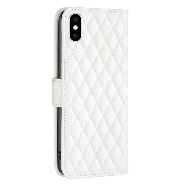 Rhombus mat iPhone Xs flip etui - Hvid White