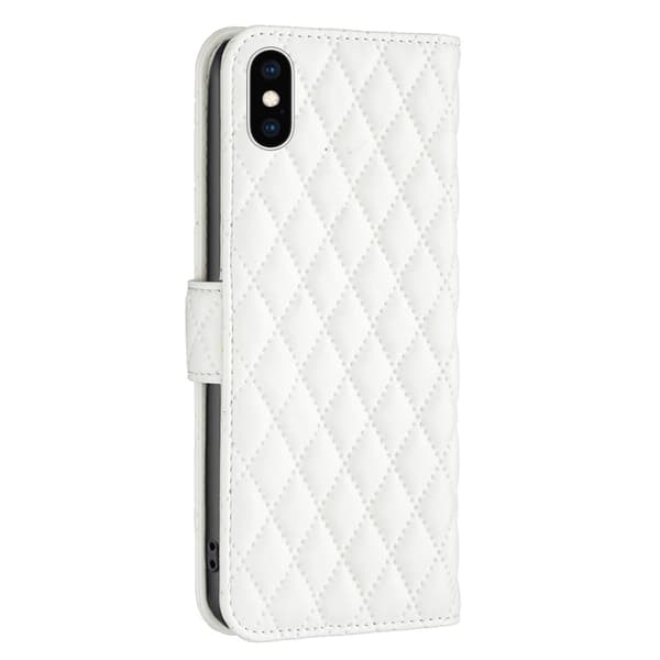 Rombuskuvioinen matta läppäkotelo iPhone Xs - Valkoinen White