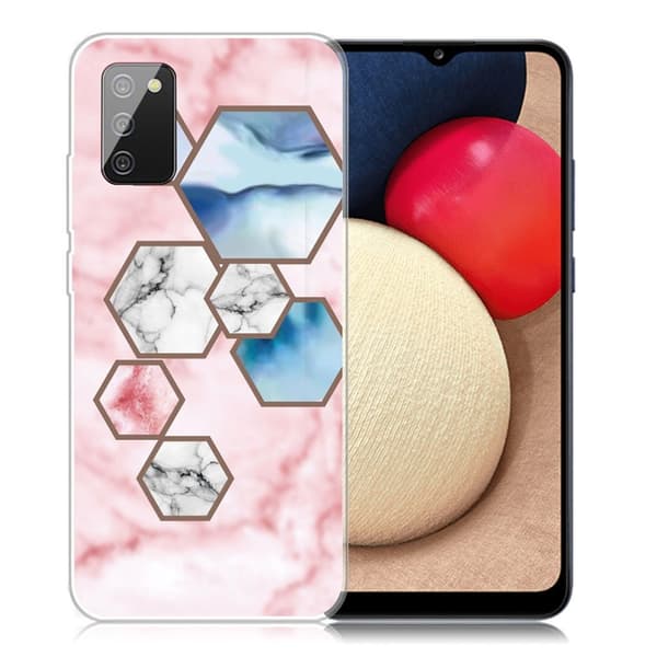 Marmormotiv Samsung Galaxy A02s skal - Hexagon Fragment Marmor multifärg