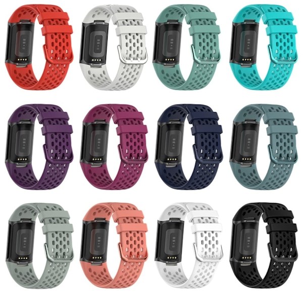Fitbit Charge 5 åndbar urrem i silikone - Blå Blue