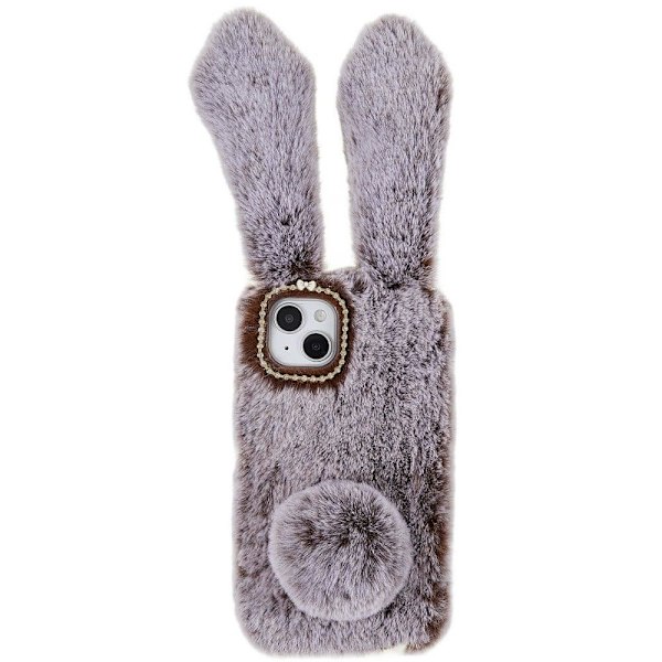 Fluffy Rabbit iPhone 14 Plus skal - Brun Brun