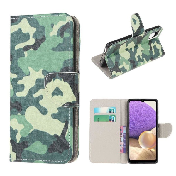 wonderland Samsung Galaxy A32 5G flip etui - camouflagemønster Green