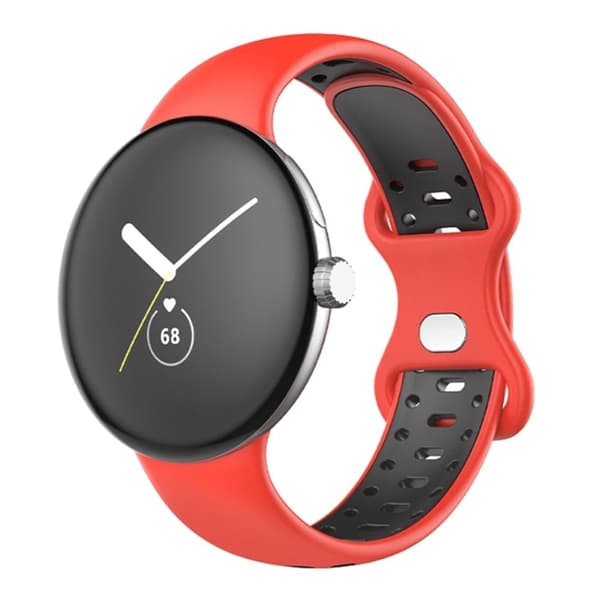 Google Pixel Watch tofarget klokkerem i silikon - Rød / Svart Red