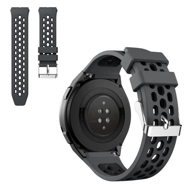 Huawei Watch GT 2e dual tone silicone watch band - Grey / Black Silvergrå