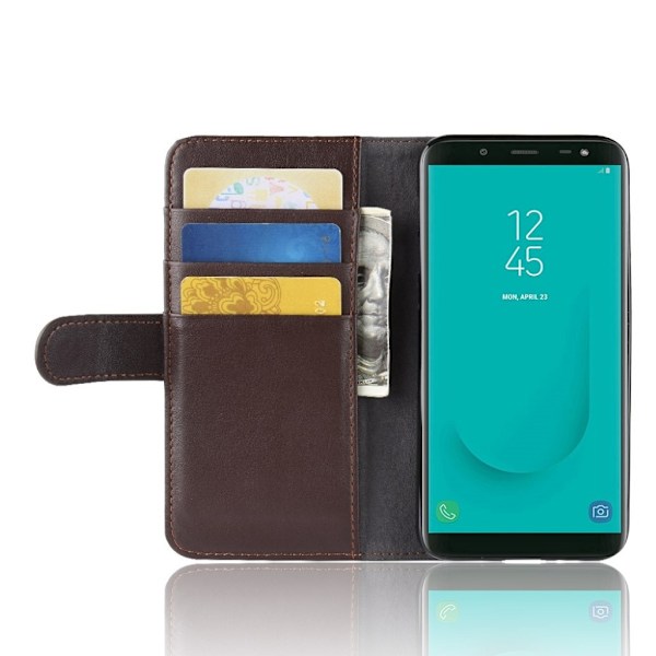 Samsung Galaxy J6 (2018) mobiletui i splidtet læder med kortlommer - Brun Brown