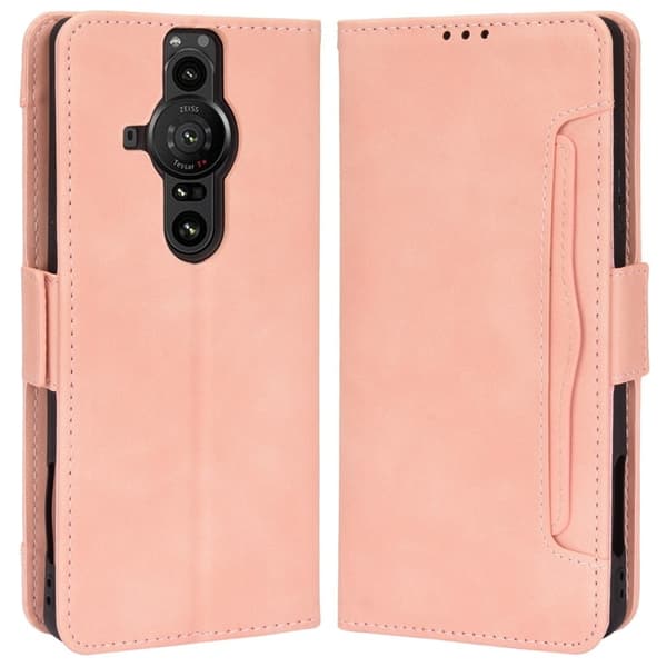Stilfuldt Læder Etui med Pung til Sony Xperia Pro-I - Lyserød Pink