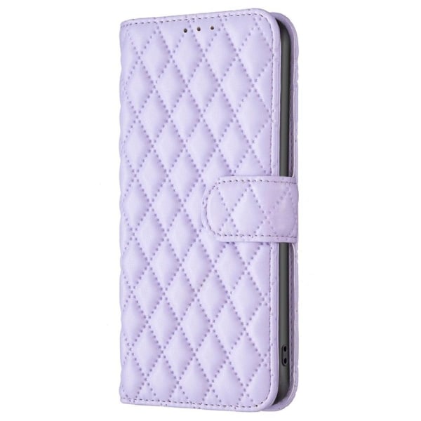 Rhombus pattern matte flip case for Realme V25 / 9 Pro - Purple Purple