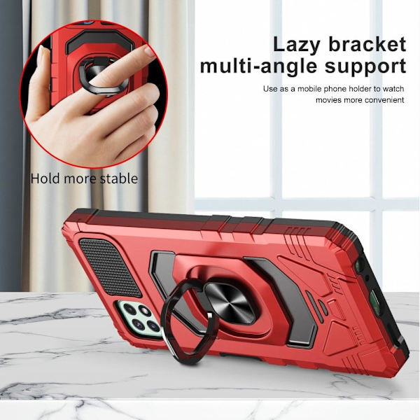 Slidstærkt cover i hård plast med blød inderside og kickstand til Samsung Galaxy A22 5G - Rød Red