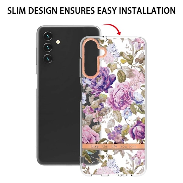 Erittäin ohut ja kestävä pehmeäkantinen Samsung Galaxy A34 5G - Violetti Pioni Purple