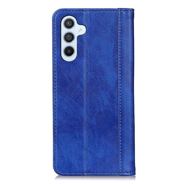 Ekte lærdeksel med magnetisk lukking for Samsung Galaxy A34 5G - Blå Blue