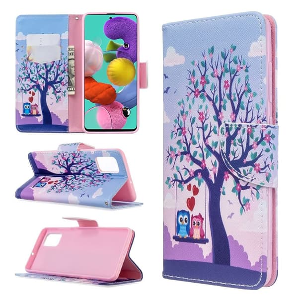 Wonderland Samsung Galaxy A51 flip kuoret - Pöllöt Multicolor