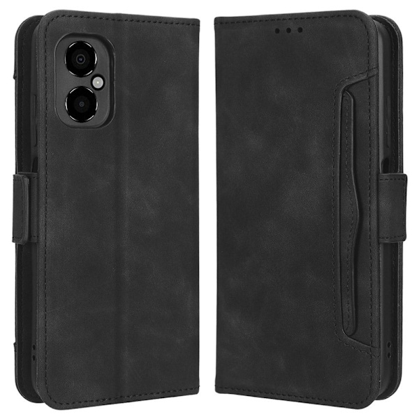 Stilfuldt Læder Etui med Pung til Xiaomi Poco M4 5G - Sort Black