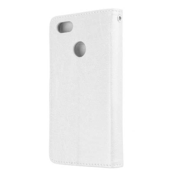 Pure farve Huawei P9 Lite Mini crazy horse PU læder flip etui - hvid White