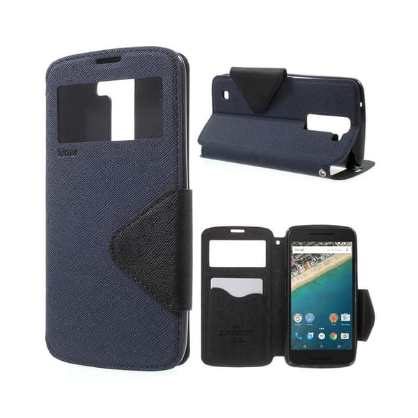 Roar Korea LG K8 Læder-etui med vindue - Mørkeblå Blue