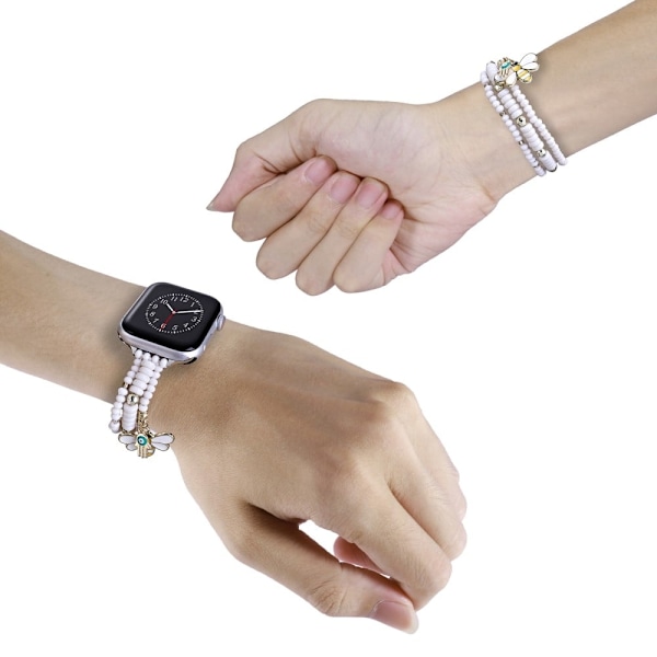 Apple Watch Series 8 (41mm) klockarmband med tre rader av pärlor - Vit Vit