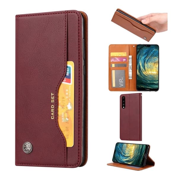 Huawei P20 Pro auto-absorberende PU læder flip etui - Vinrød Red