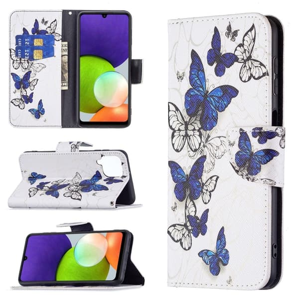 Wonderland Samsung Galaxy A22 4G Flip Etui - Sommerfugle Multicolor
