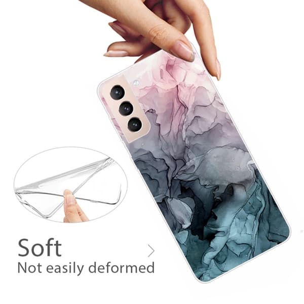Marble Samsung Galaxy S22 Etui - Rose og Greyish Blå Skyer Multicolor