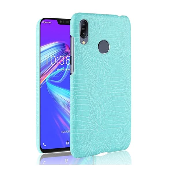 Asus ZenFone Max (M2) trykt mønster læder flip etui - Cyan Blue