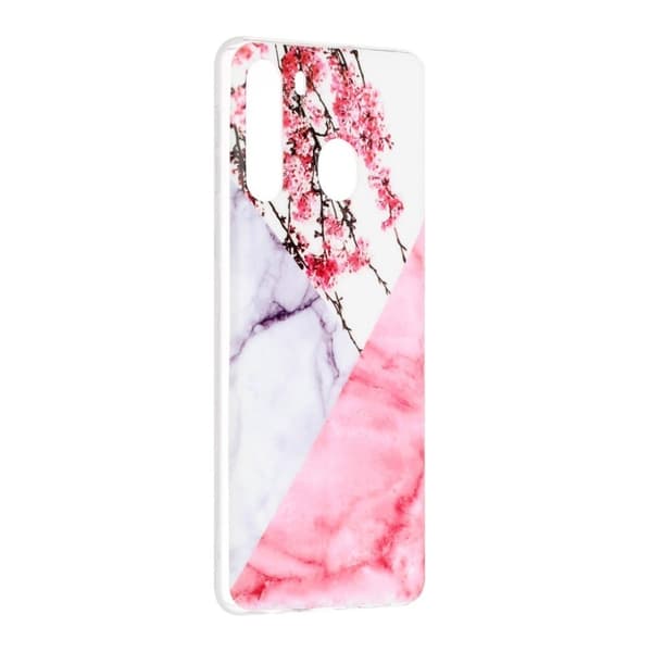 Marmormotiv Samsung Galaxy A21 skal - Blommig Marmor Rosa