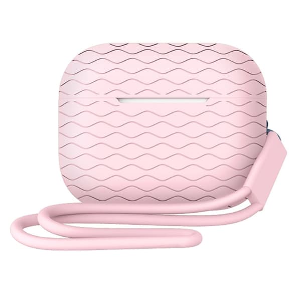 AirPods Pro 2 silikonetui med bølgetextur og stropp - Rosa Pink