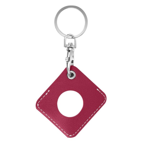 AirTags diamond shape leather cover with key ring - Rose Rosa