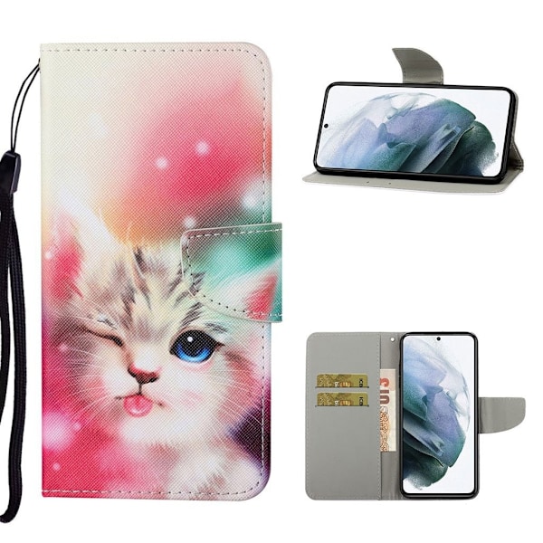 Wonderland Samsung Galaxy S21 FE Flip etui - Sød kat Multicolor