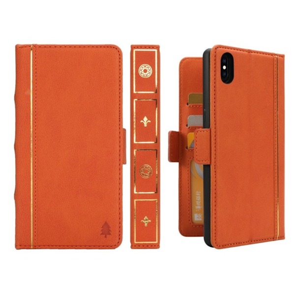 iPhone Xs Max Kirjan kuviollinen synteetti nahkainen lompakko suojakotelo - Oranssi Orange