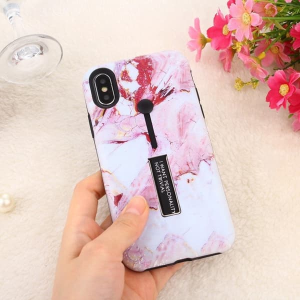 Marble design iPhone Xs Max cover - Pink / Hvid Multicolor