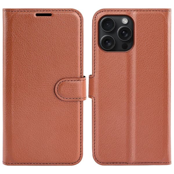 Classic iPhone 16 Pro flip kuoret - Ruskea Brown